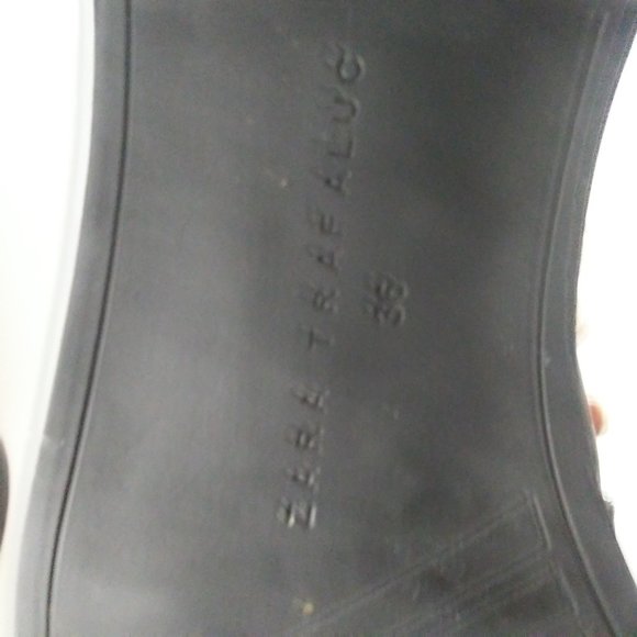 ZARA Black Leather Combat Boots Rhinestone Lace Up EU36 US6 Grunge Whimsigoth - Picture 6 of 7